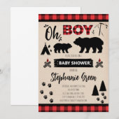 Invitation à la Baby Shower Bûcheron (Devant / Derrière)