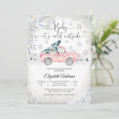 Invitation à la Baby Shower Camion d'Hiver (Debout devant)