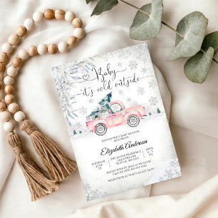Invitation à la Baby Shower Camion d'Hiver