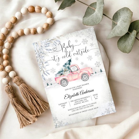 Invitation à la Baby Shower Camion d'Hiver