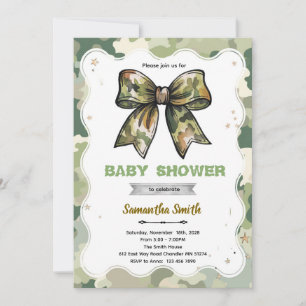 Invitation à la baby shower Camo Bow Bébé
