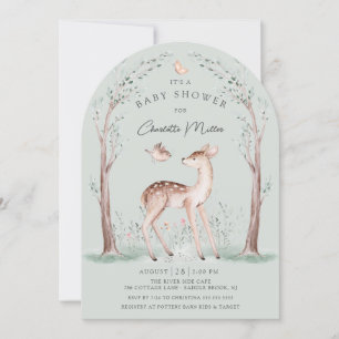 Invitation à la Baby Shower Cerf de la Forêt