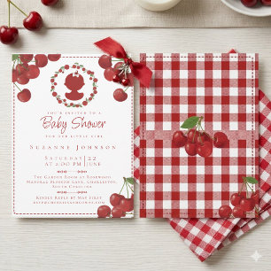 Invitation à la Baby Shower Cerise Bébé Fille Mign