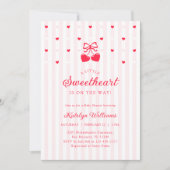 Invitation à la baby shower Cherry Valentine Bow (Devant)