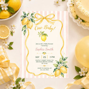 Invitation à la baby shower Ciao Baby Lemon Citrus