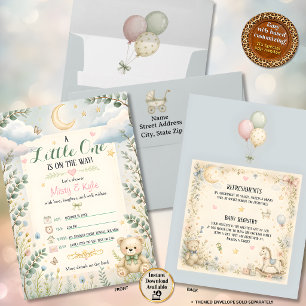 Invitation à la baby shower Cieux Bleus & Papillon