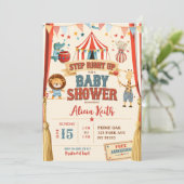 Invitation à la Baby Shower Cirque Step Right Up (Debout devant)