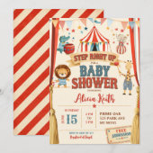 Invitation à la Baby Shower Cirque Step Right Up (Devant / Derrière)