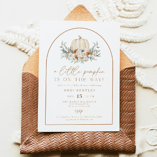Invitation à la baby shower Citrouille, Floral aut