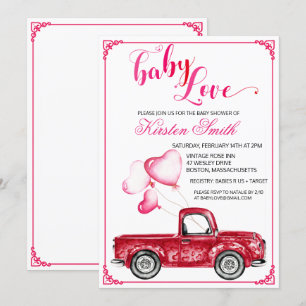 Invitation à la baby shower Cœurs Ballons Bébé Amo