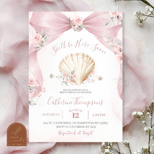 Invitation à la baby shower Coquette Shell avec un