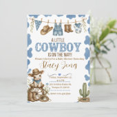Invitation à la baby shower Cowboy (Debout devant)