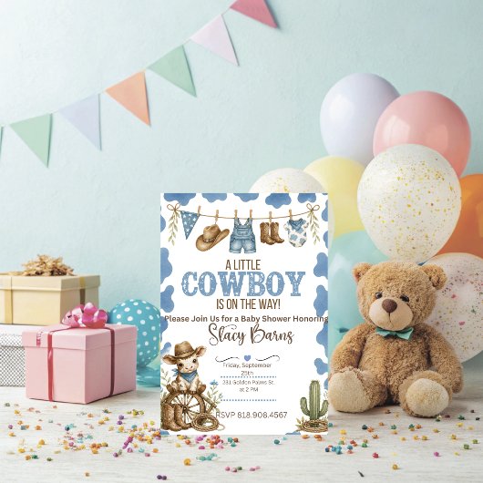Invitation à la baby shower Cowboy