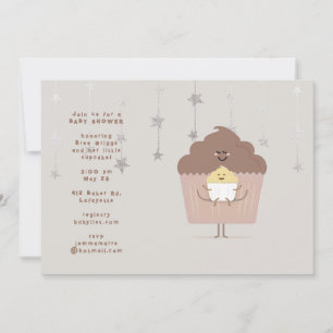 Invitation à la baby shower Cupcake Maman et Bébé