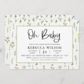Invitation à la Baby Shower dans un jardin de fleu (Devant / Derrière)
