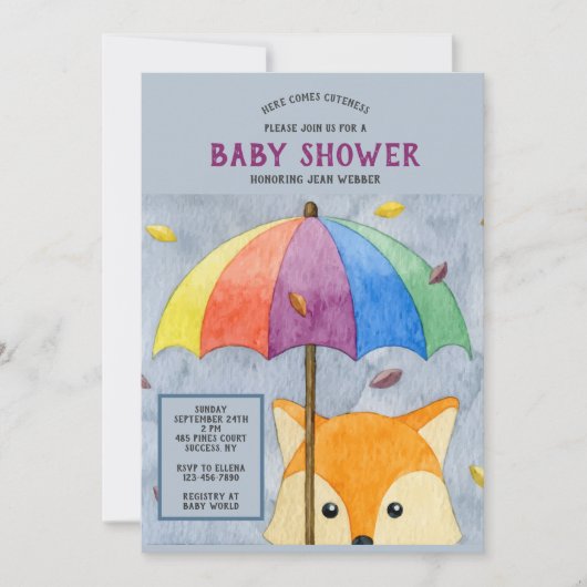 Invitation à la Baby Shower de Autumn Fox (Devant)