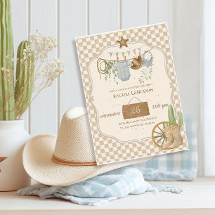 Invitation à la Baby Shower de Bébé Cowboy du Far