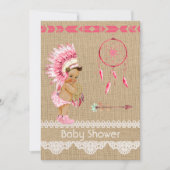 Invitation à la baby shower de bébé fille amérindi (Devant)