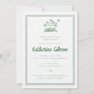 Invitation à la baby shower de bébé lapin