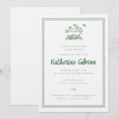 Invitation à la baby shower de bébé lapin (Devant / Derrière)