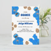 Invitation à la baby shower de Cookie Monster (Debout devant)