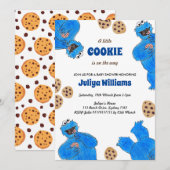 Invitation à la baby shower de Cookie Monster (Devant / Derrière)