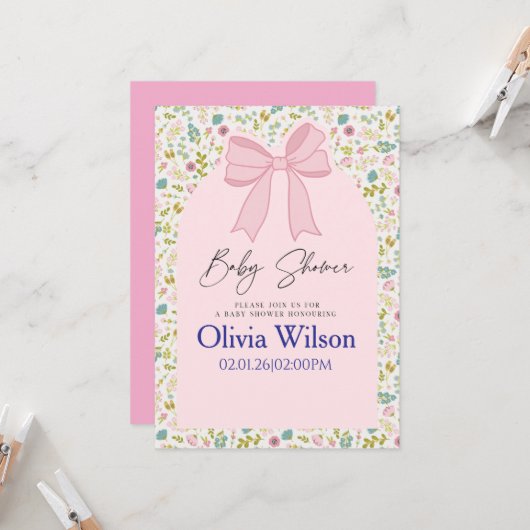 Invitation à la Baby Shower de Douces Débuts (Devant/Arrière en situation)