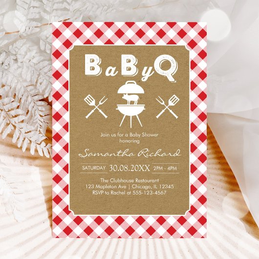 Invitation à la baby shower de fête BBQ