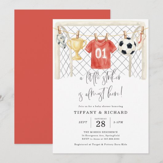 Invitation à la Baby Shower de Foot (Devant / Derrière)