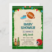 Invitation à la baby shower de football et petits (Devant / Derrière)