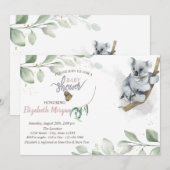 Invitation à la baby shower de Koala Bear (Devant / Derrière)