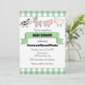 Invitation à la baby shower de la ferme verte (Debout devant)