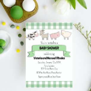 Invitation à la baby shower de la ferme verte