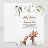 Invitation à la Baby Shower de la Girafe Feuillue (Devant / Derrière)