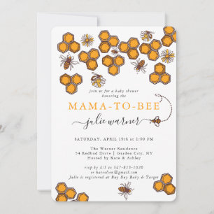 Invitation à la baby shower de l'abeille à nid d'a