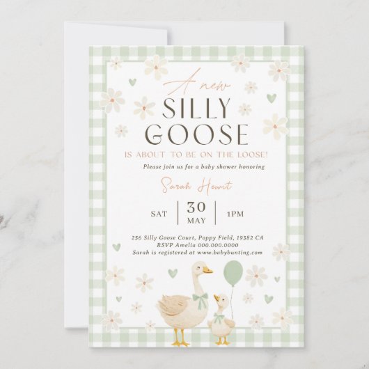 Invitation à la Baby Shower de l'oie Verte. Gin ne (Devant)