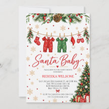 Invitation à la baby shower de Noël Santa Baby