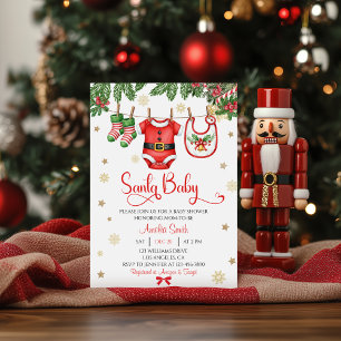 Invitation à la baby shower de Santa Baby Noël