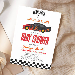 Invitation à la baby shower de voiture de course à