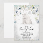 Invitation à la Baby Shower d'hiver avec ours pola (Devant / Derrière)