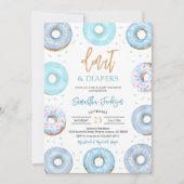Invitation à la Baby Shower Donuts Bleus et Couche (Devant)