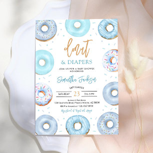 Invitation à la Baby Shower Donuts Bleus et Couche