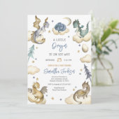 Invitation à la baby shower Dragon Bébé (Debout devant)
