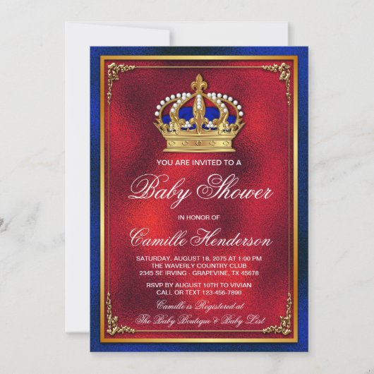 Invitation à la Baby Shower du Bébé Royal (Devant)