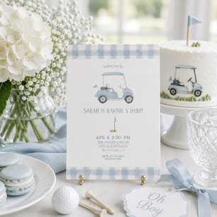 Invitation à la baby shower du chariot de golf ble