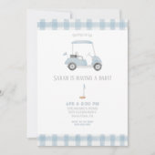 Invitation à la baby shower du chariot de golf ble (Devant)