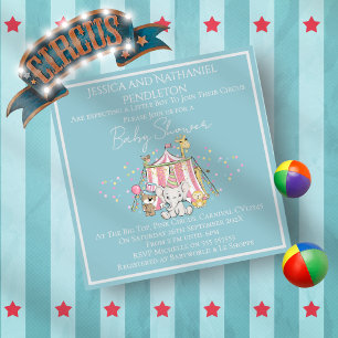 Invitation à la baby shower du cirque pour garçon