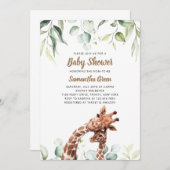Invitation à la Baby Shower du Girafe Feuillage (Devant / Derrière)