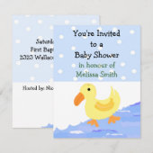 Invitation à la baby shower Ducky jaune (Devant / Derrière)