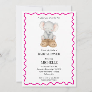 Invitation à la baby shower éléphant bébé rose mig
